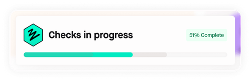 Zinc UI showing a background checks progress bar at 51% complete