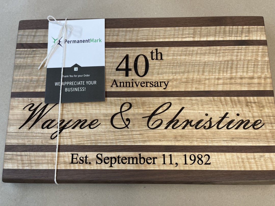 Wood anniversary engraving