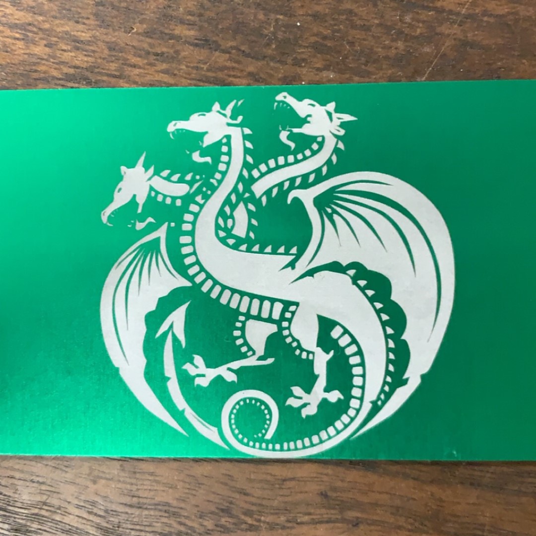 Dragon engraving in green