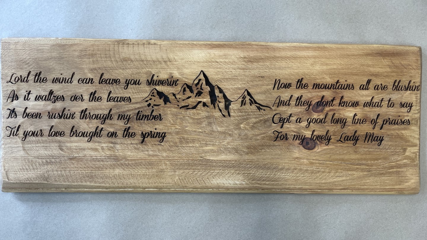 Wood scripture engraving