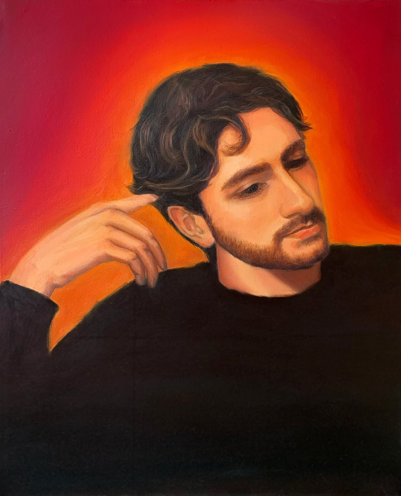 Le Penseur, painted by Émilie Brunet, 2026 (modelled by Aron Archer)