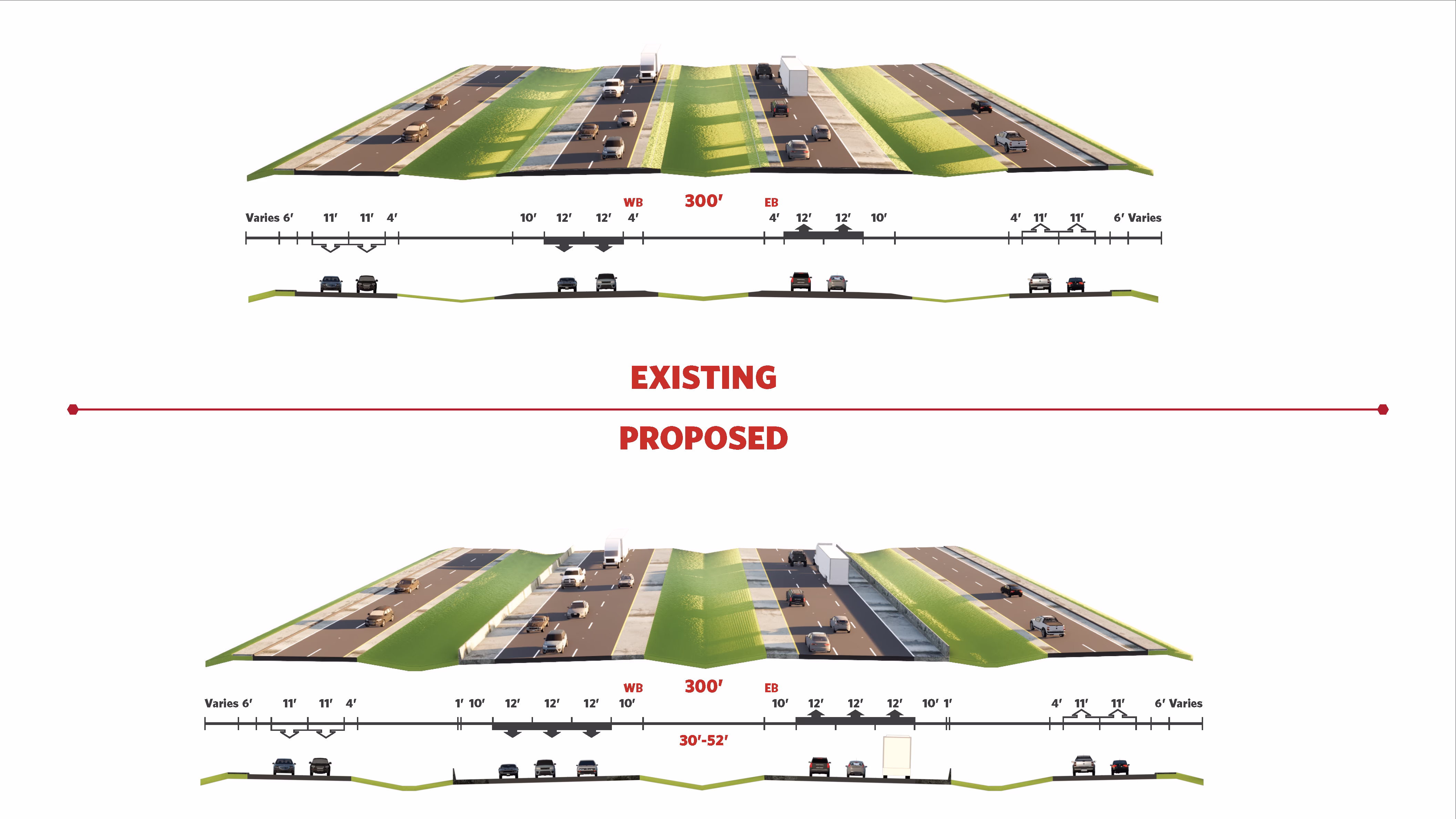 I-10 San Antonio: existing and proposed cross-sections, sheet one.