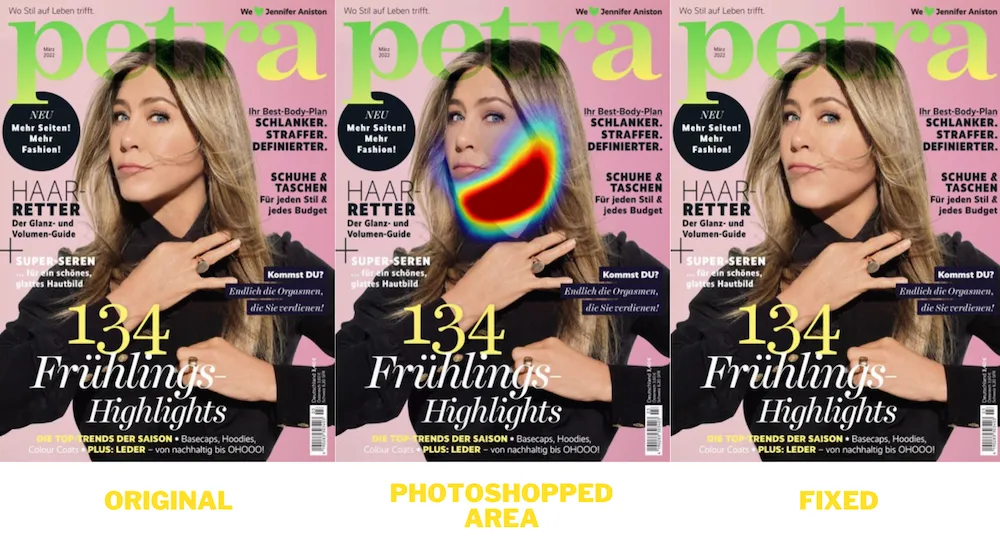 Photoshopped photo of Jennifer Aniston