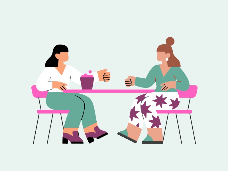 two women at a table