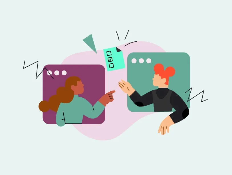 two women looking at a checklist