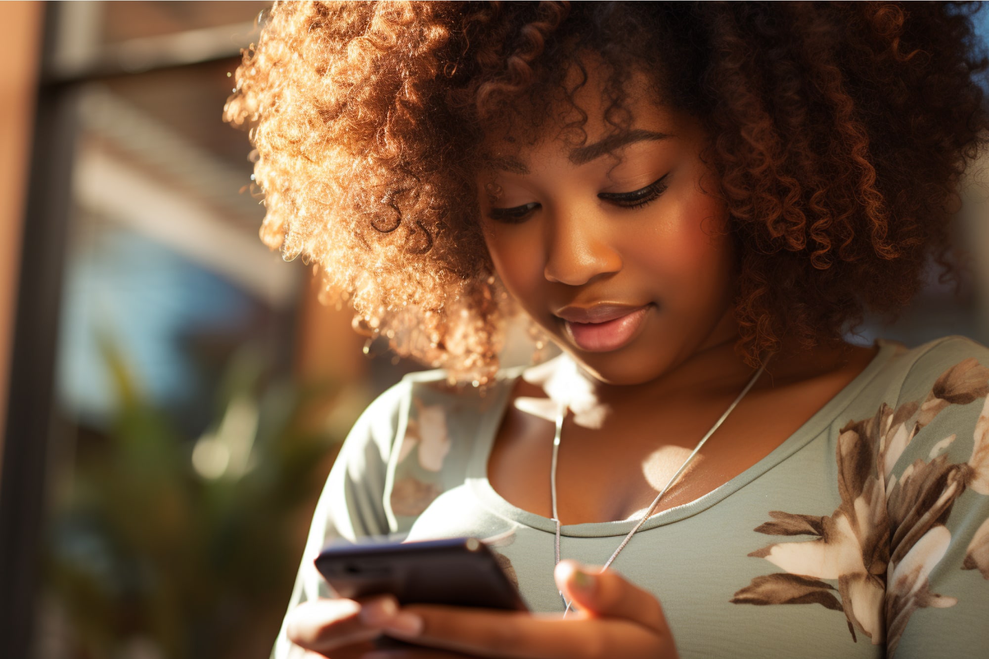 Woman looking at her phone