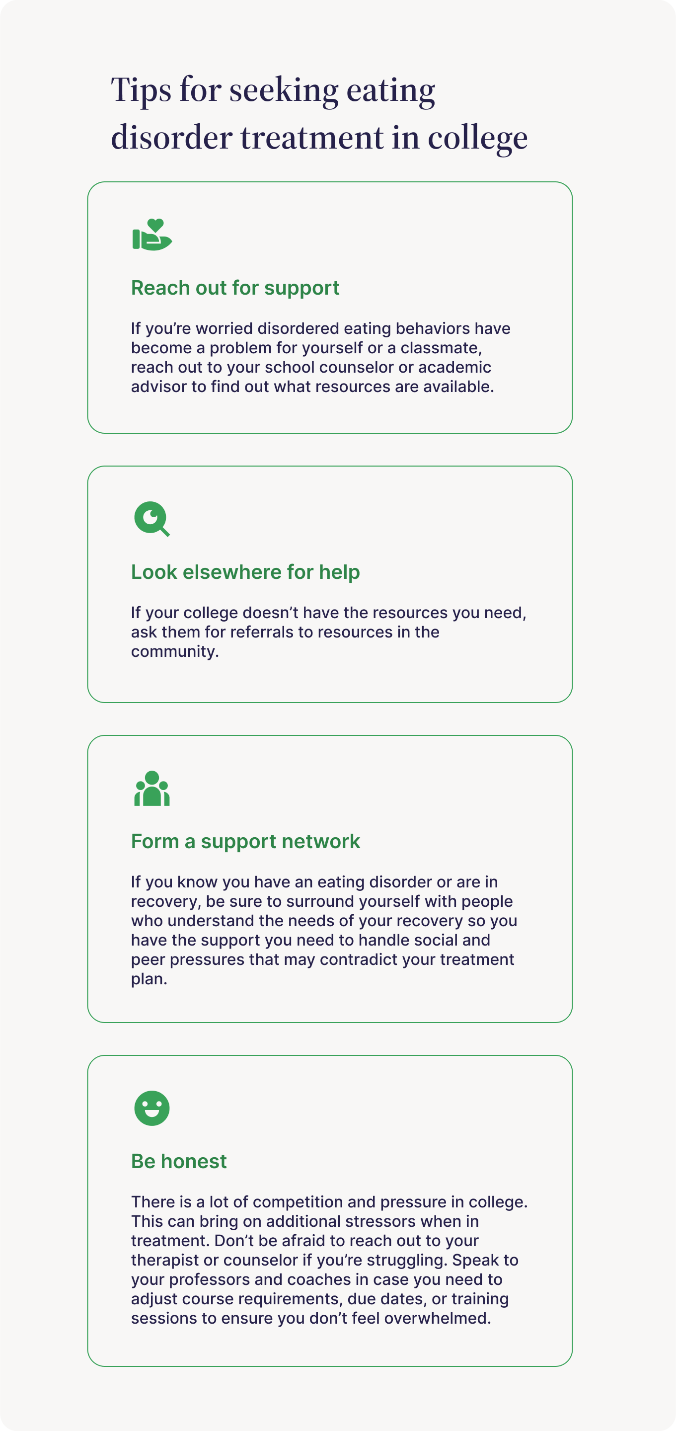 Tips for seeking eating disorder treatment in college