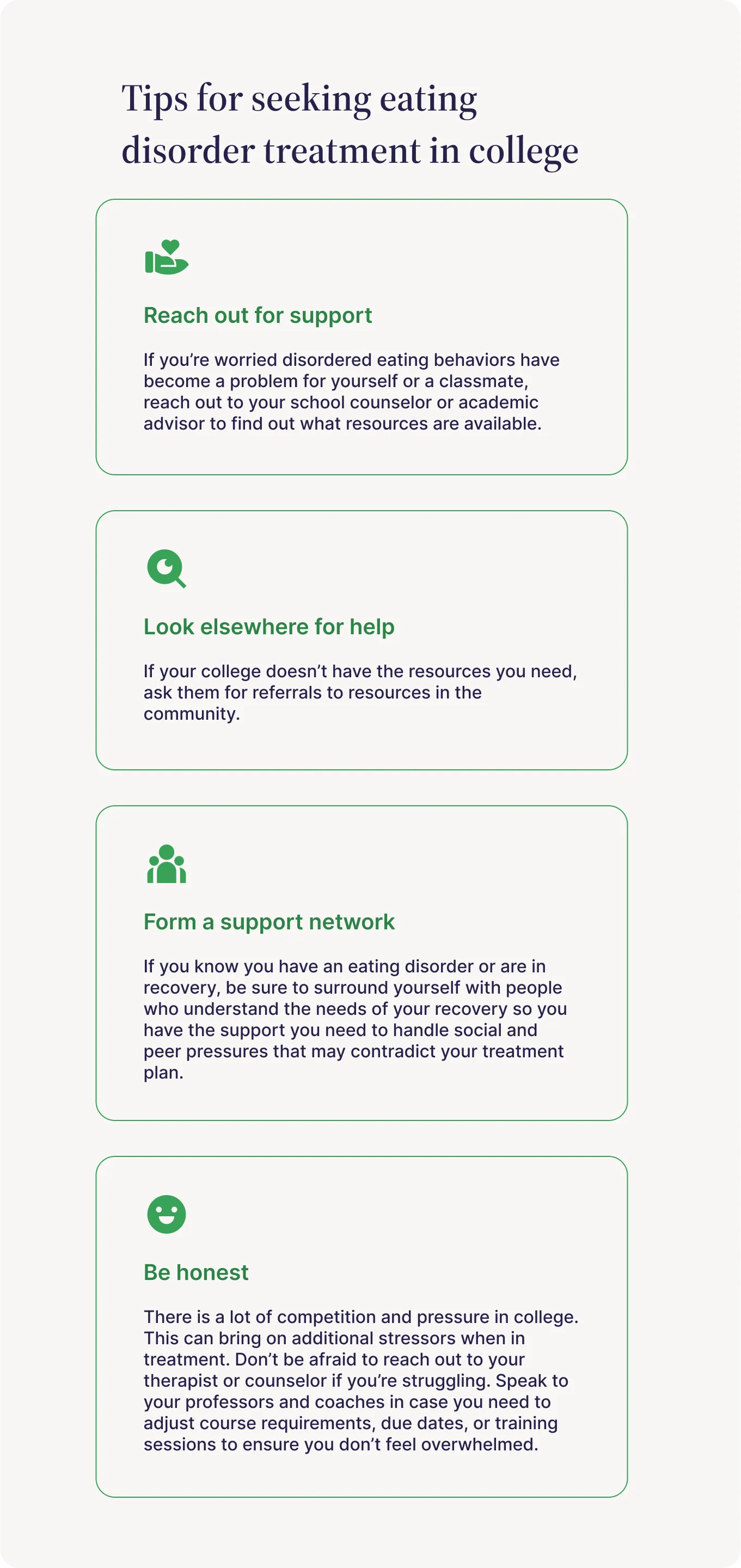 Tips for seeking eating disorder treatment in college