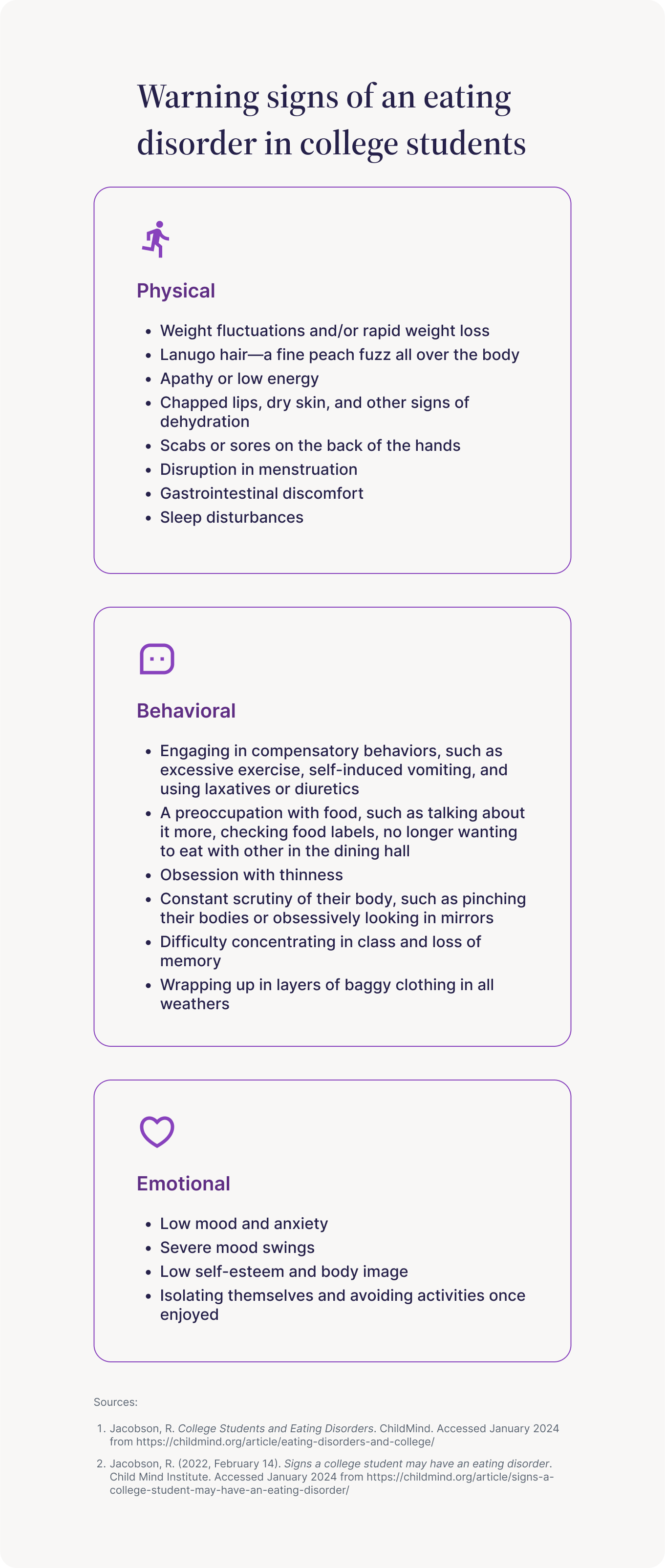 Warning signs of an eating disorder in college students