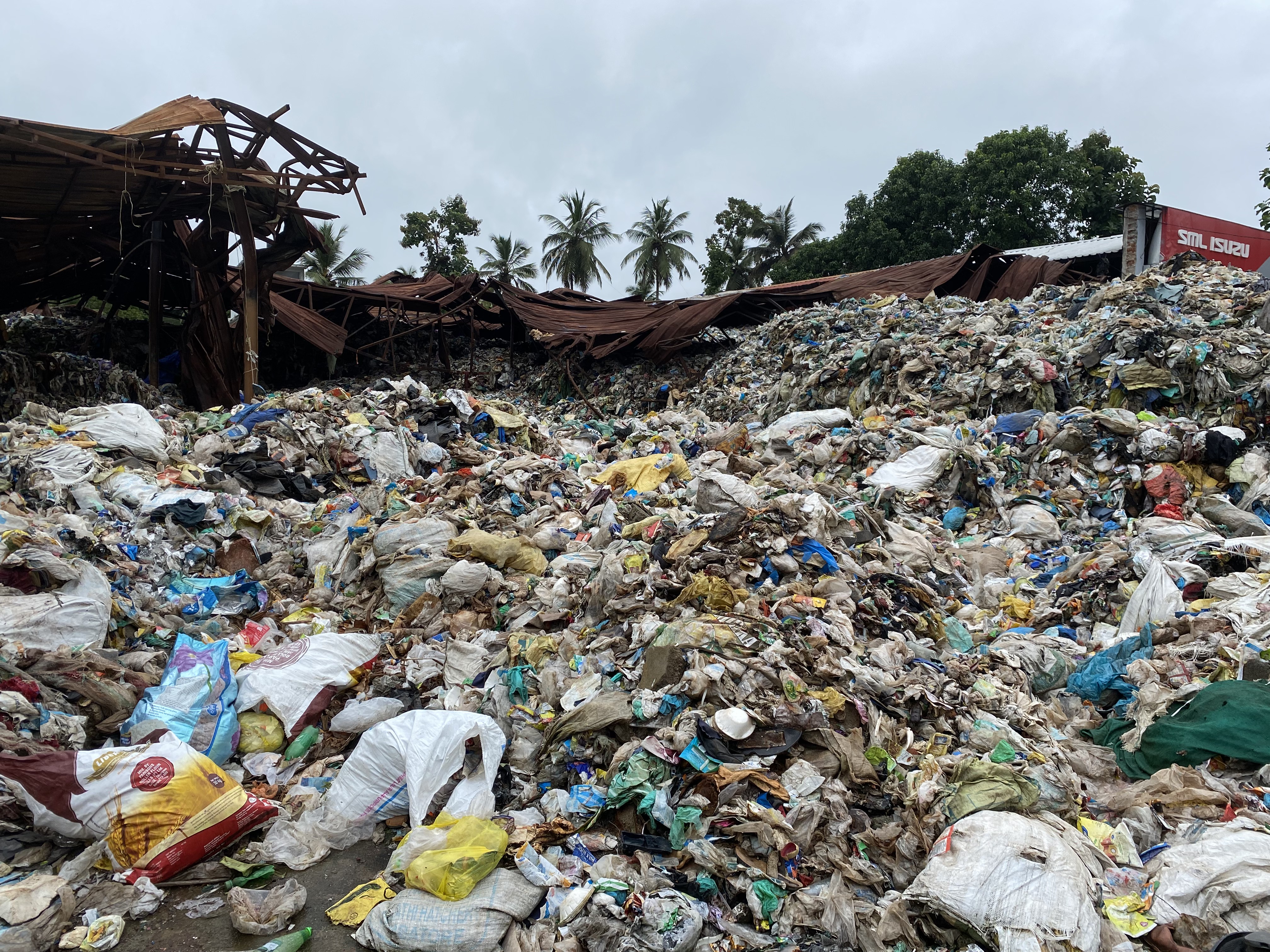 a large pile of garbage