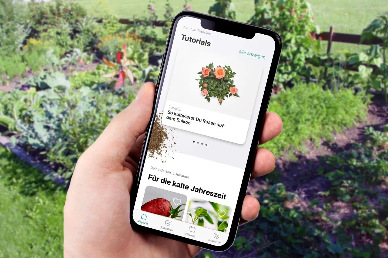 Smartphone zeigt ein Tutorial in der myGarden App
