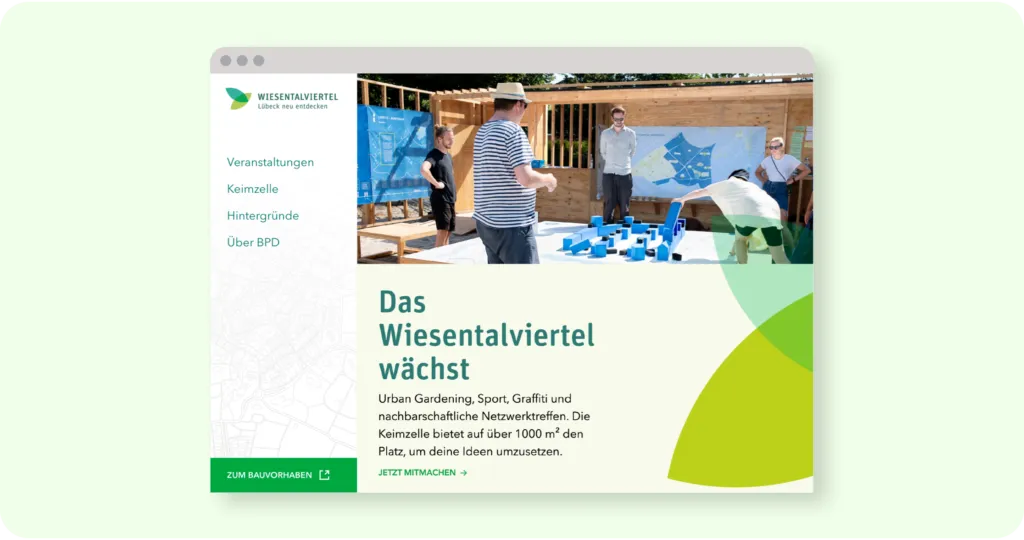 Startseite der Website Wiesentalviertel-erleben.de