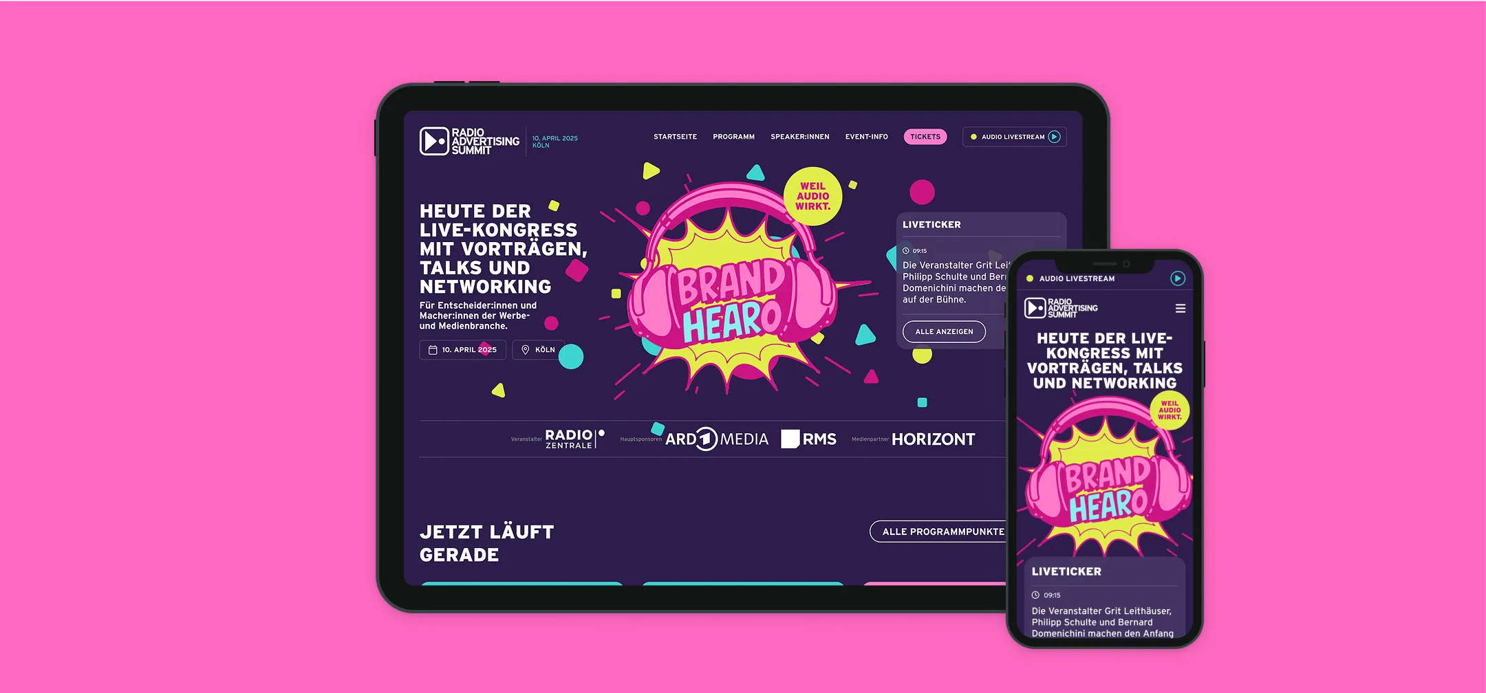 Macbook zeigt den Landingscreen der Radio Advertising Summit Website