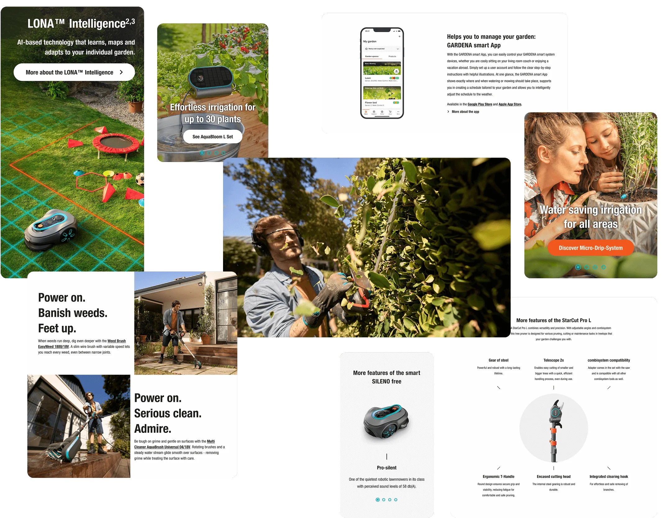 Eine Collage, die verschiedene Komponenten aus den Landingpages zeigt.