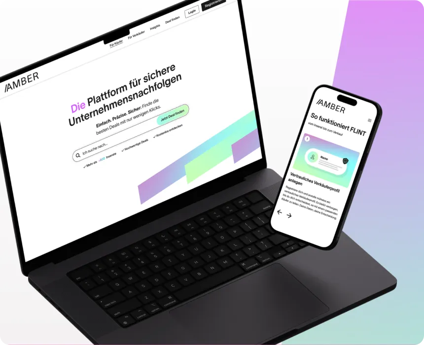Ein Laptop und ein Smartphone zeigen die AMBER-Website