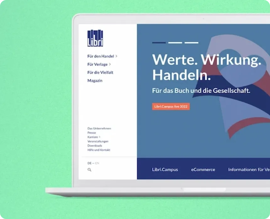 Macbook zeigt den Landingscreen der Libri Website