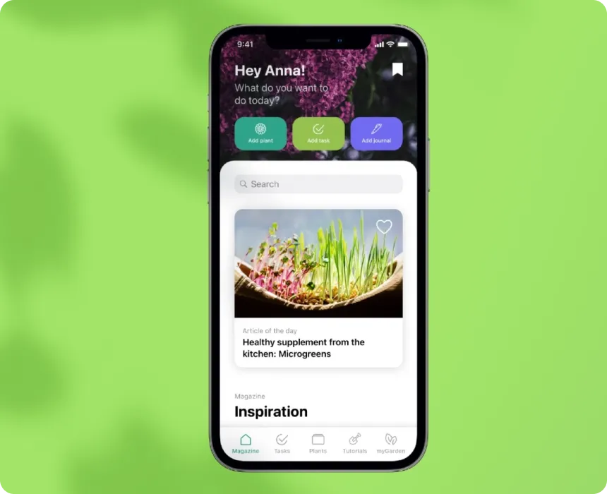 Smartphone zeigt den Landingscreen der GARDENA myGarden App
