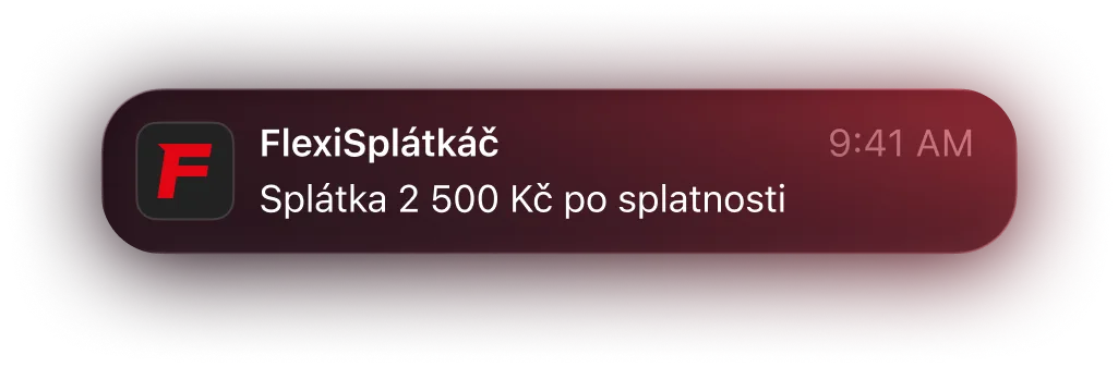 Notifikace: Splátka 2 500 Kč po splatnosti