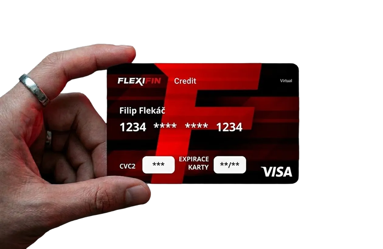 Hand holding a FlexiFin payment card