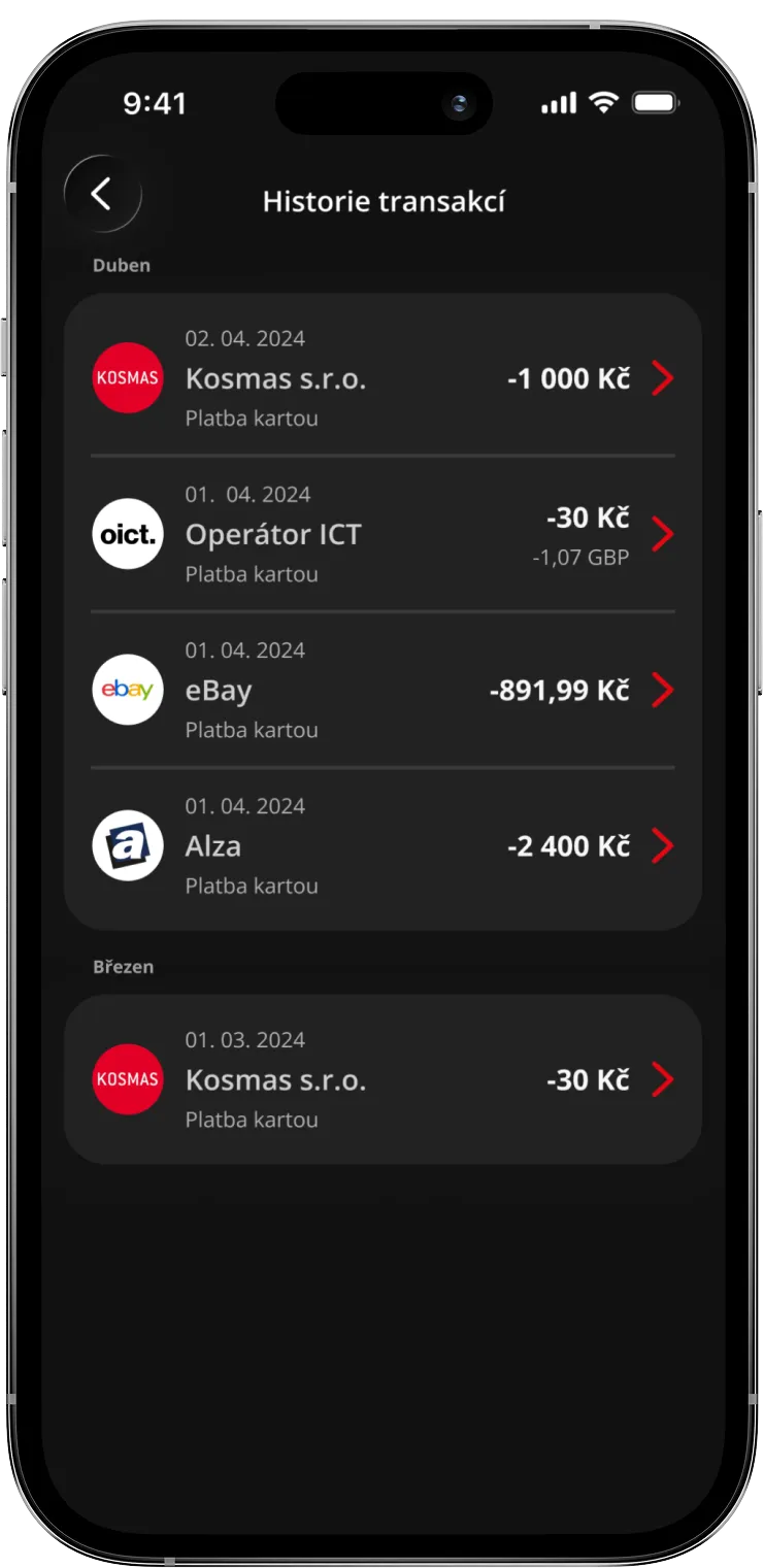 FlexiFin app transaction history screen