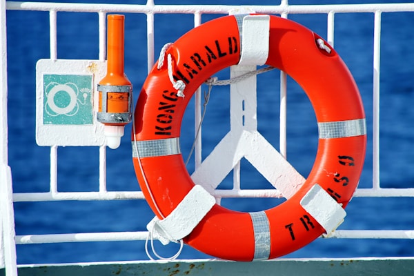 Rescue ring on board of MS Kong Harald.