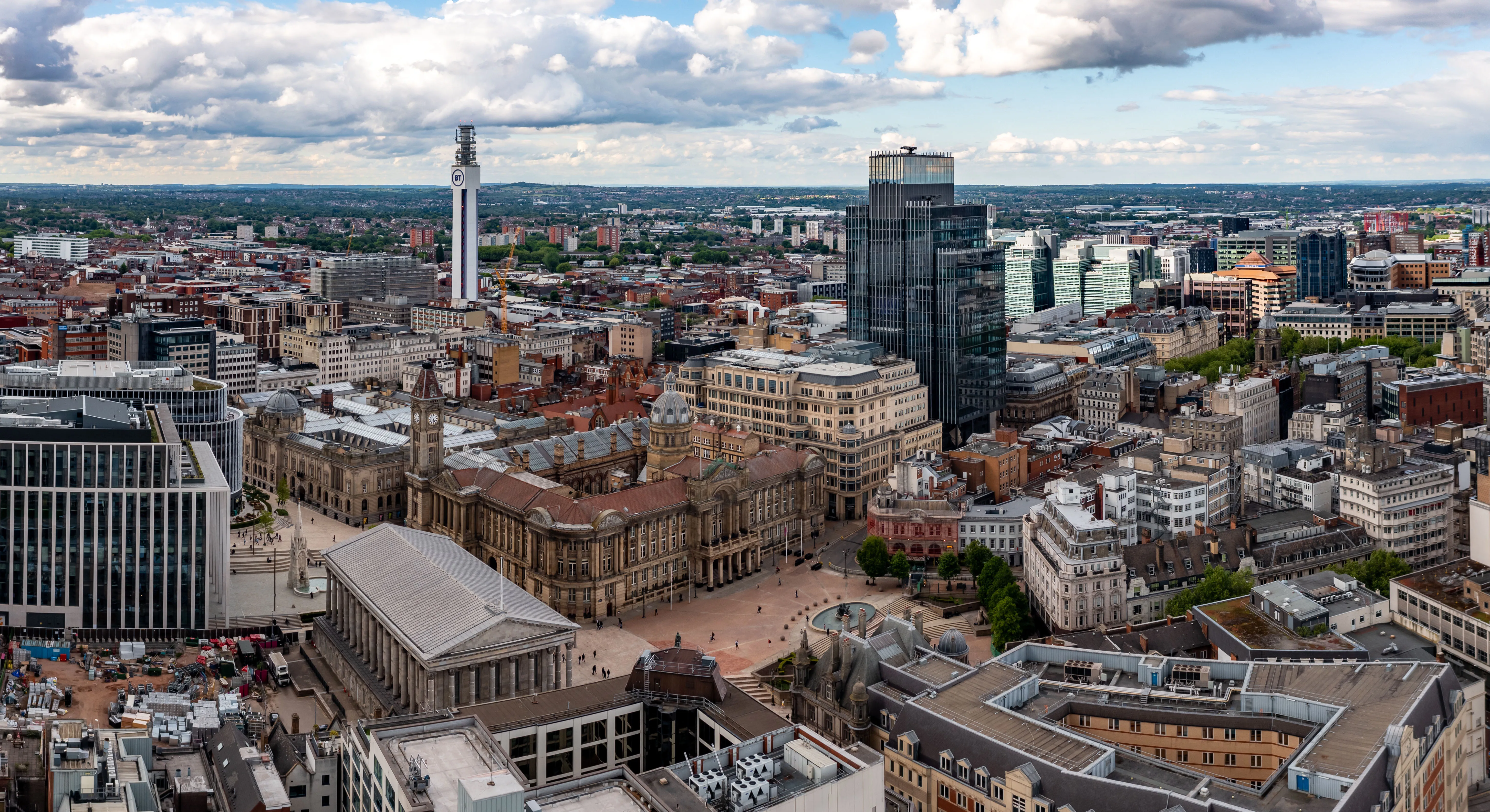 Aerial photo of Birmingham, UK