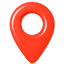 Red map location pin icon with circular cutout in the center.