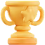 Golden trophy with two handles on a small base.