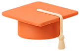 Orange graduation cap with a beige tassel hanging on the right side.