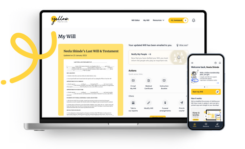 Yellow Will maker app desktop and mobile