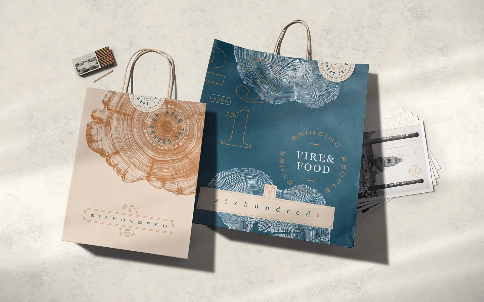 Take out bags and favors from an upscale restaurant.