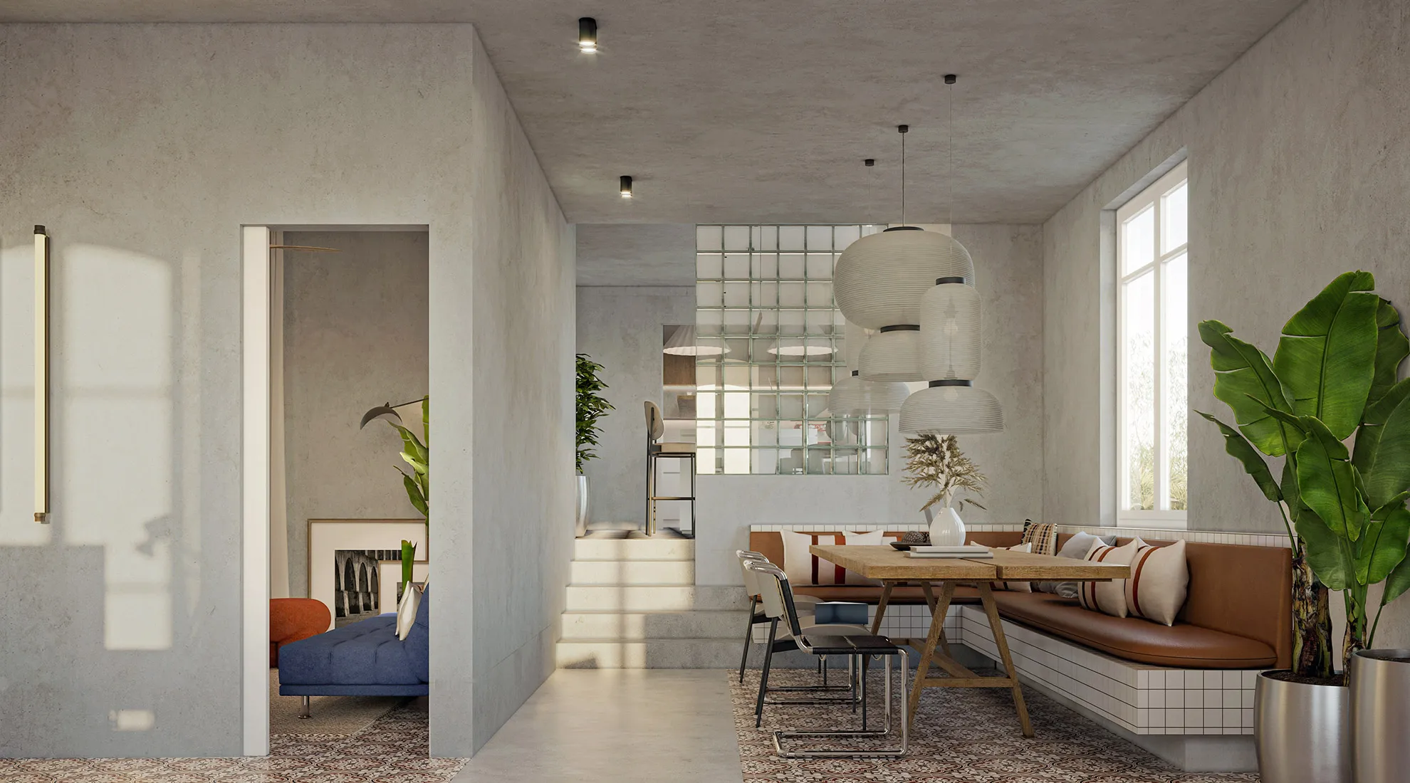 The Office Hub Victor et Simon offers a chic dining area within a creative workspace. Blending natural textures with modern finishes, it fosters collaboration and relaxation.