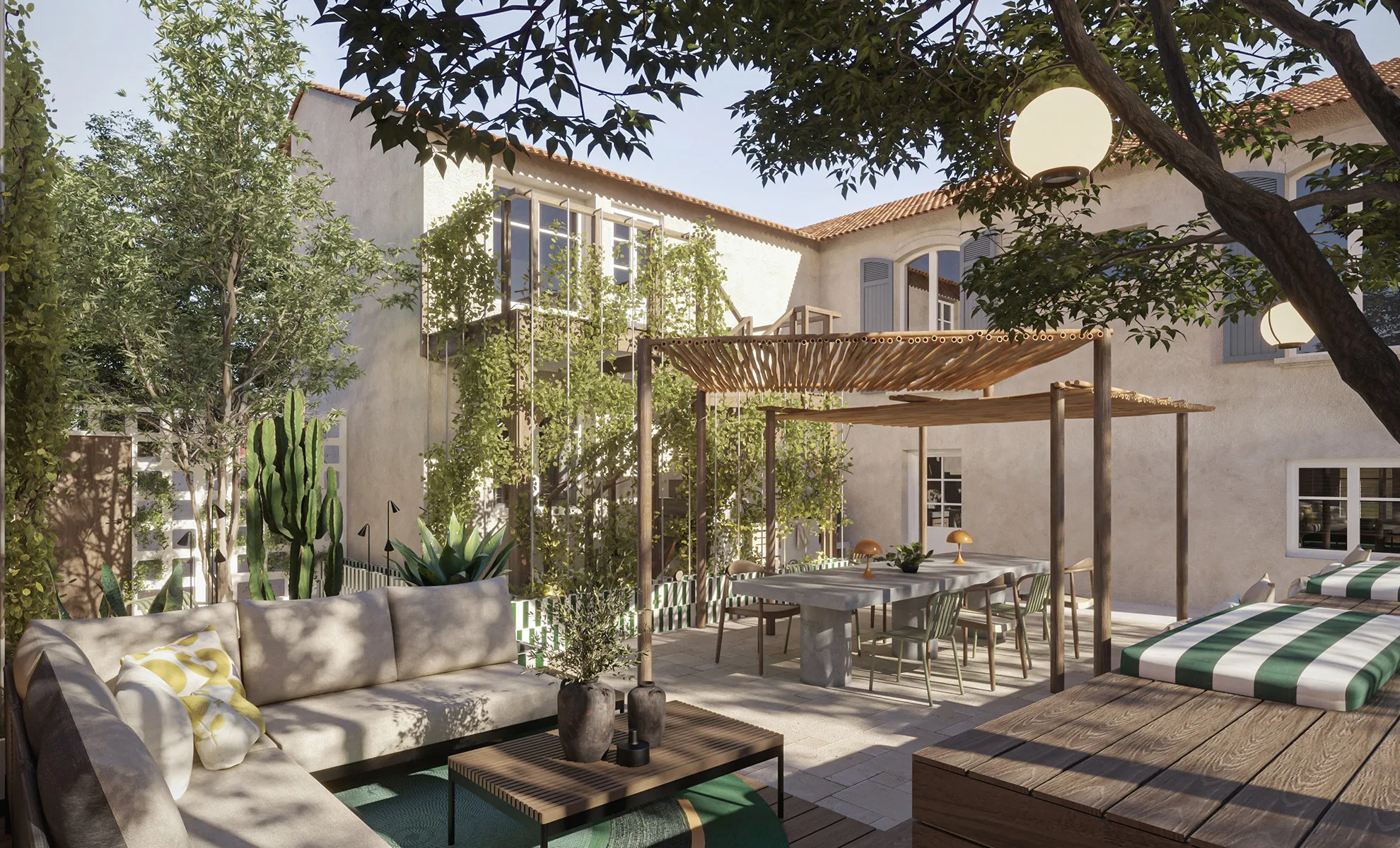 The Office Hub Victor et Simon offers a chic dining area within a creative workspace. Blending natural textures with modern finishes, it fosters collaboration and relaxation.