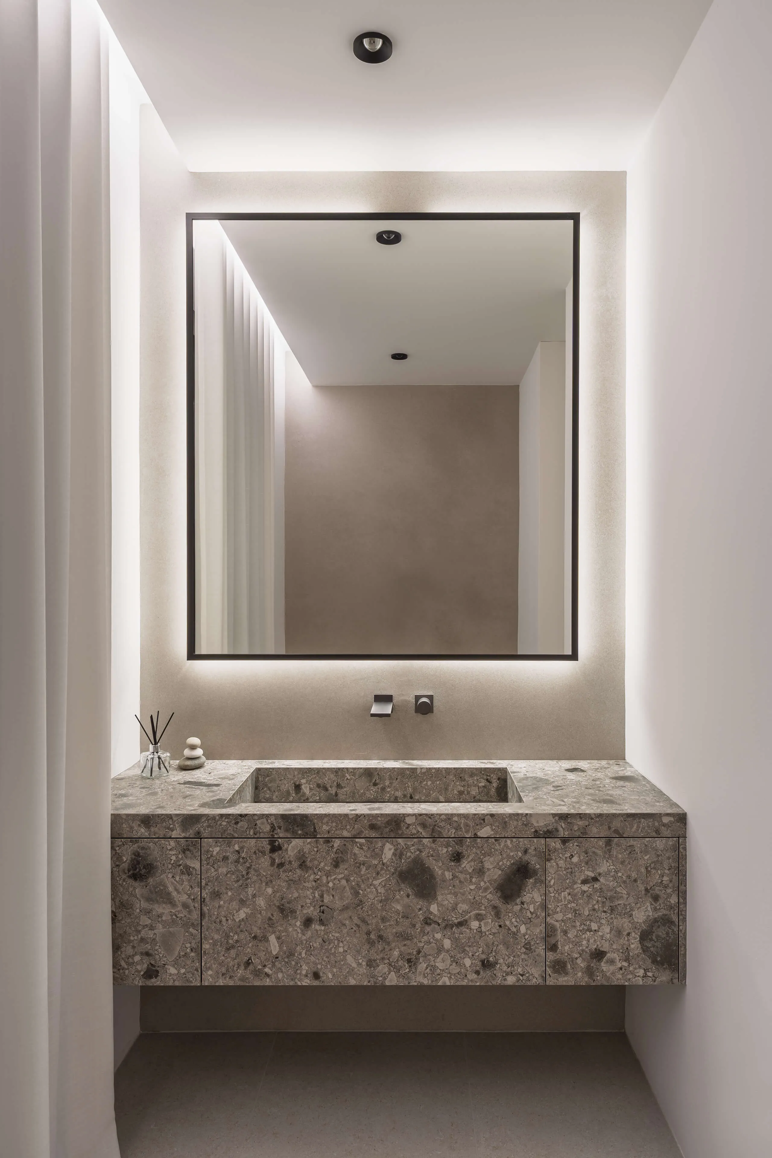 Architectural 3D visualization of a multi-level chalet design by Studio Mosh, showcasing a detailed axonometric breakdown of interior spaces including bedrooms, kitchen, garage, and living areas — precision in architectural presentation.