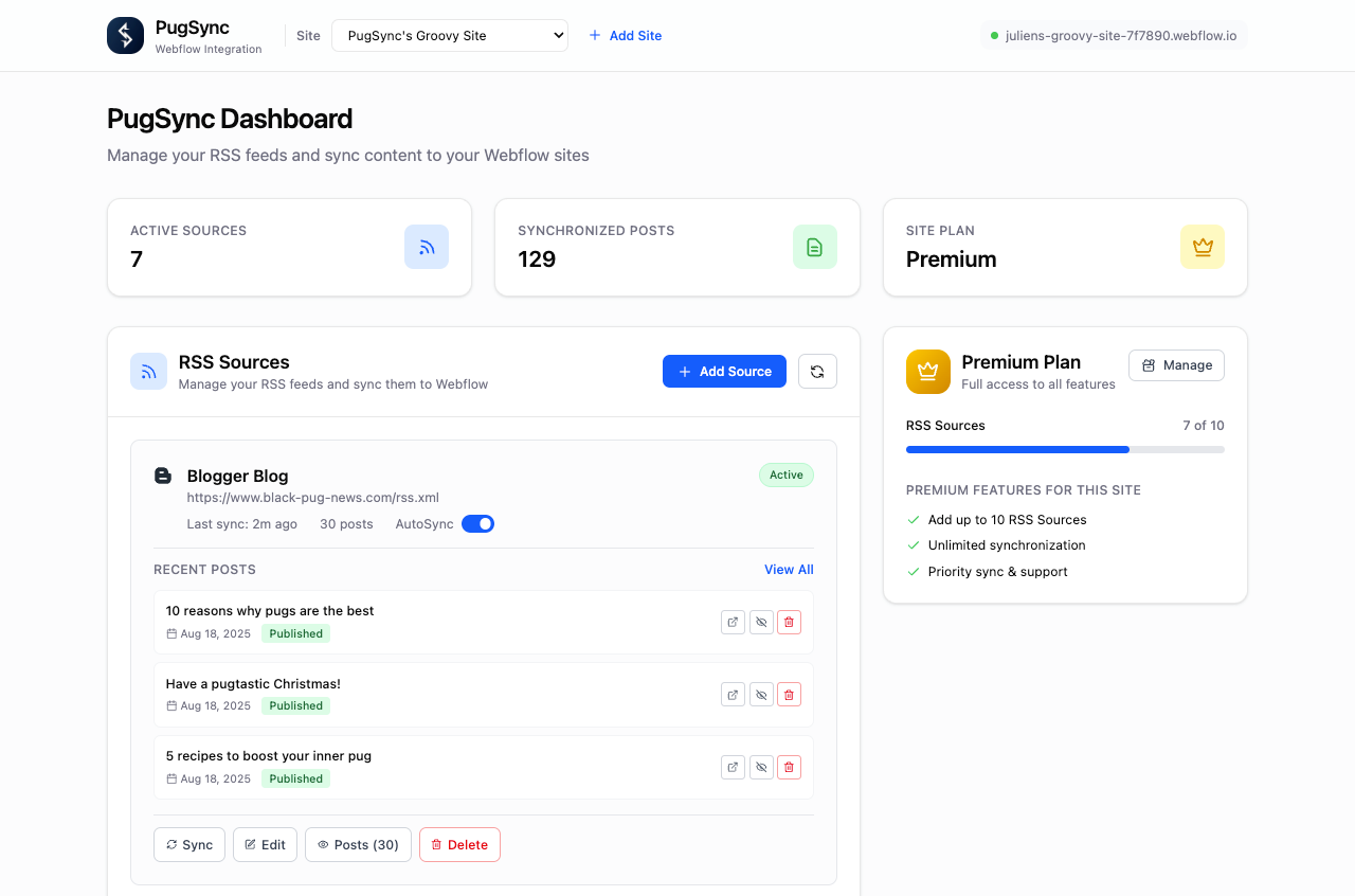 Up to 10 RSS sources & unlimited posts with our Premium plan!