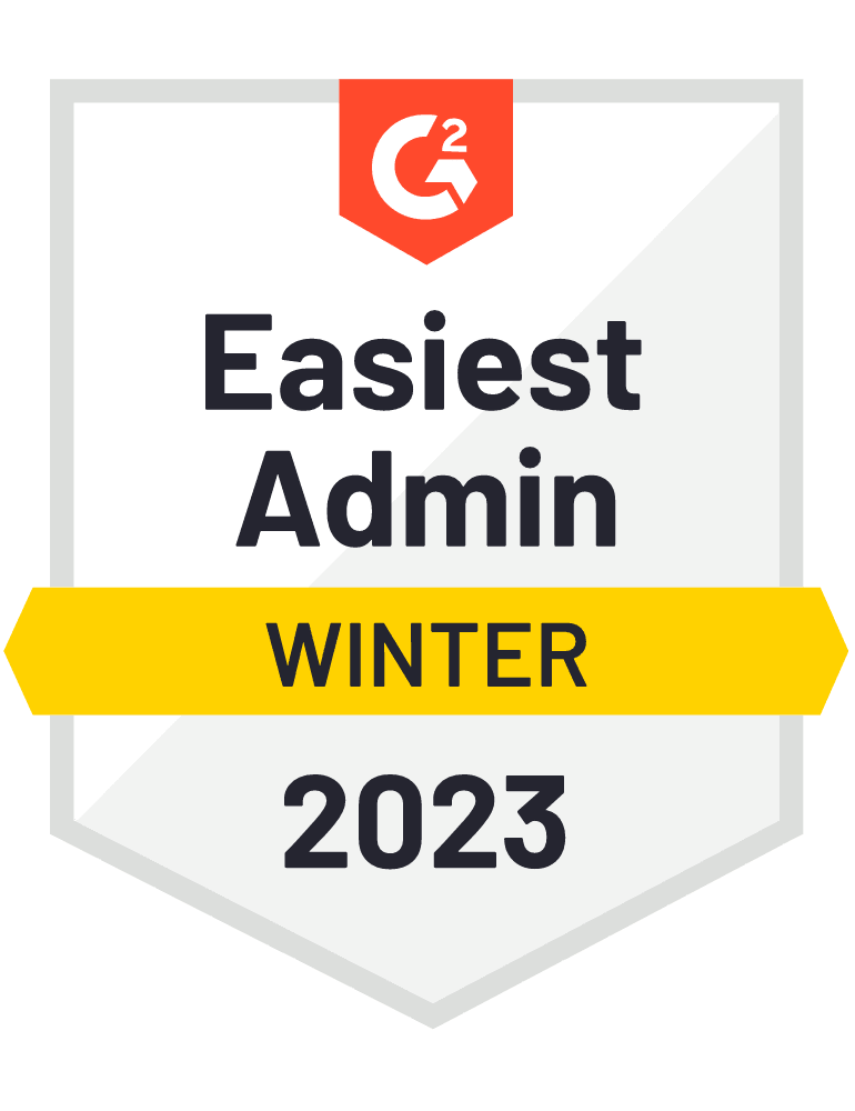 G2 Medal for easiest admin, winter 2023