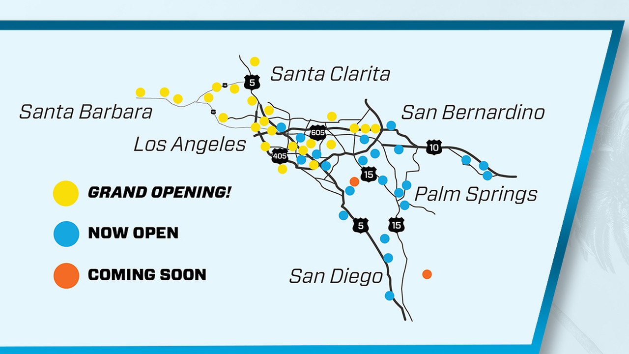 EOS Fitness Southern California club map, grand openings, open clubs and coming soon.
