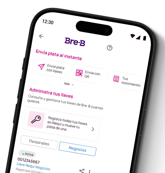 Registro de llaves bre-b en la app nequi