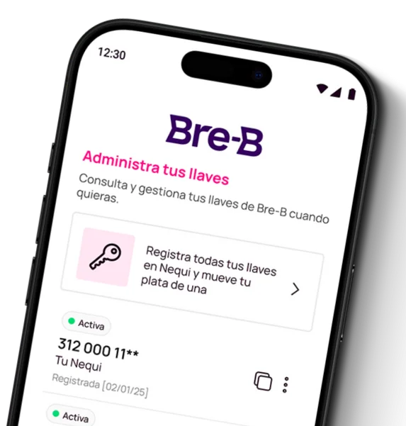 Registro de llaves bre-b en la app nequi
