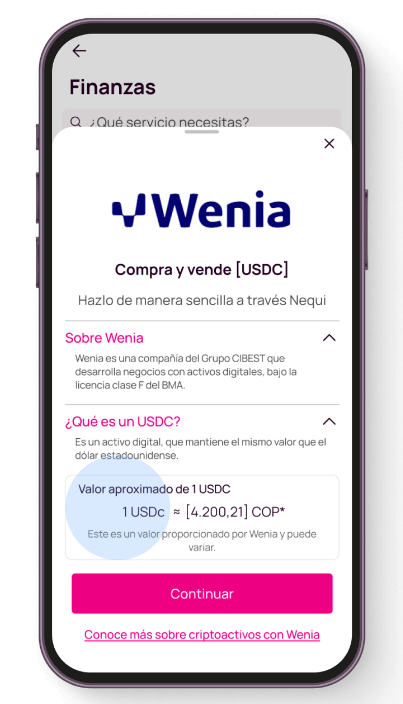 Qué son los dólares digitales (USDC) en Nequi: stablecoin 1:1 con el dólar