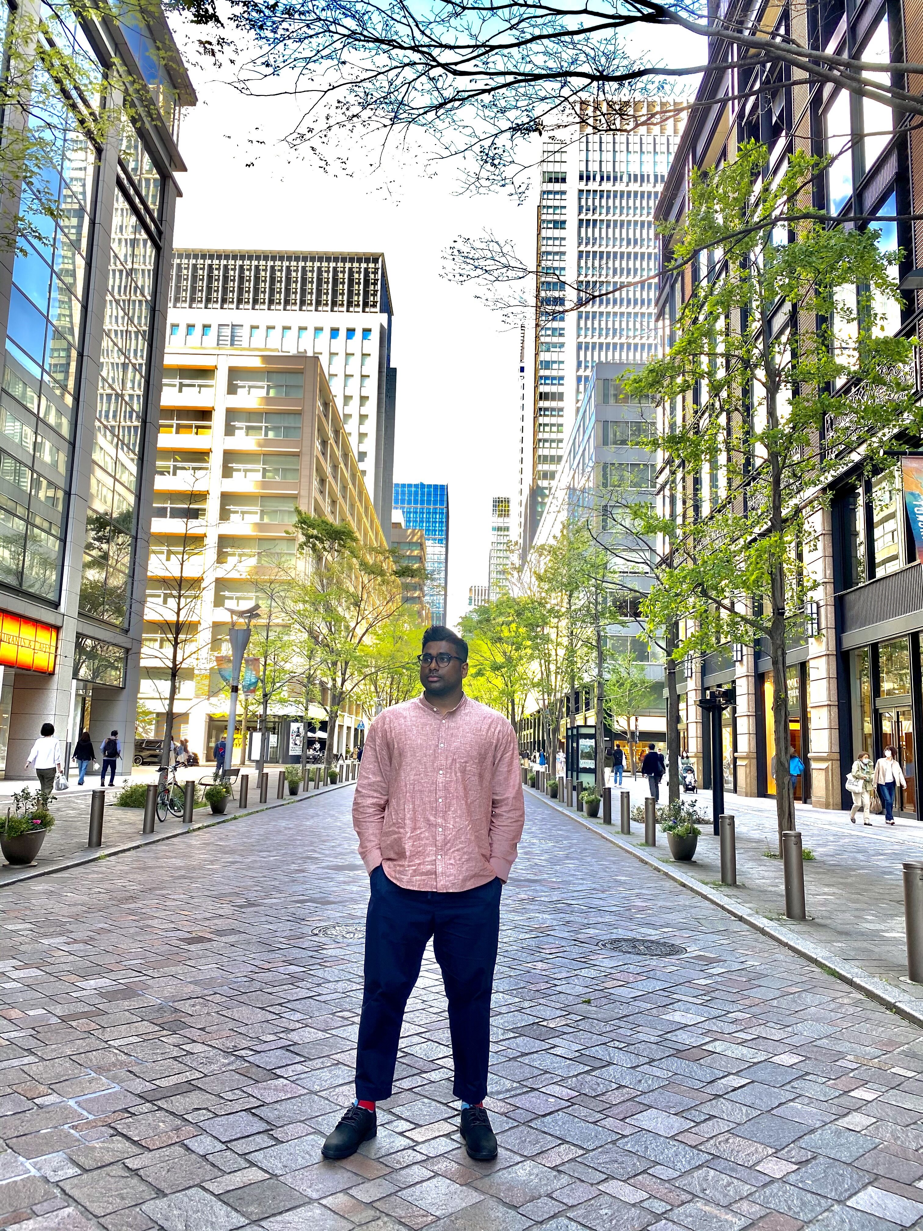 Fleming on a stroll through Maranouchi, a business district in Tokyo