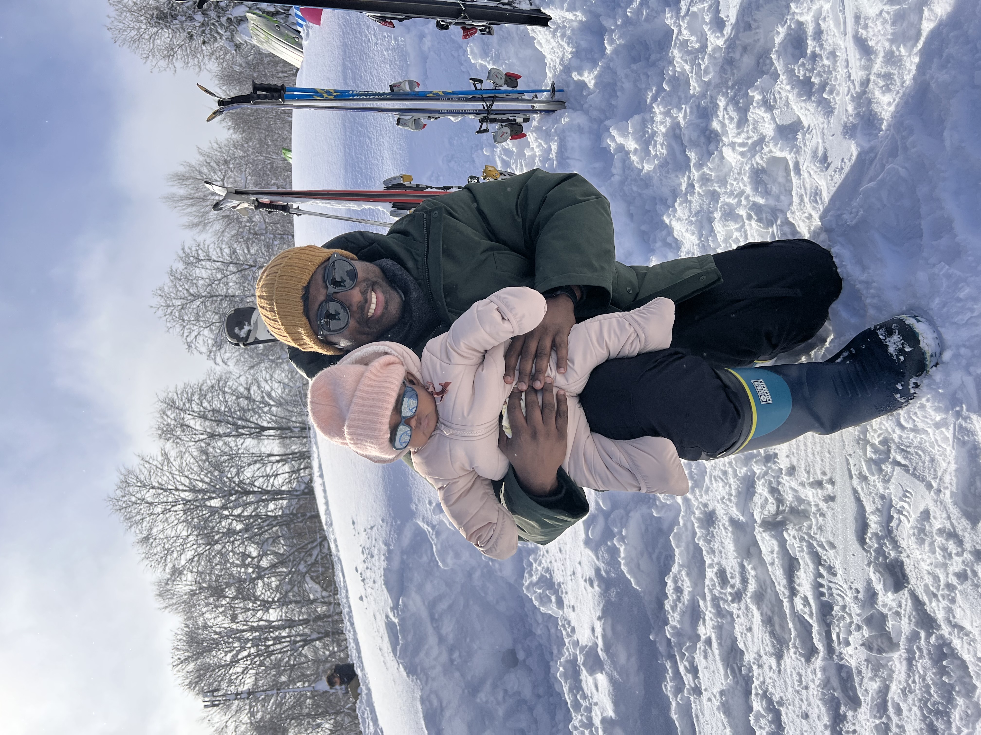 Father and daughter on a skiing adventure in Niigata