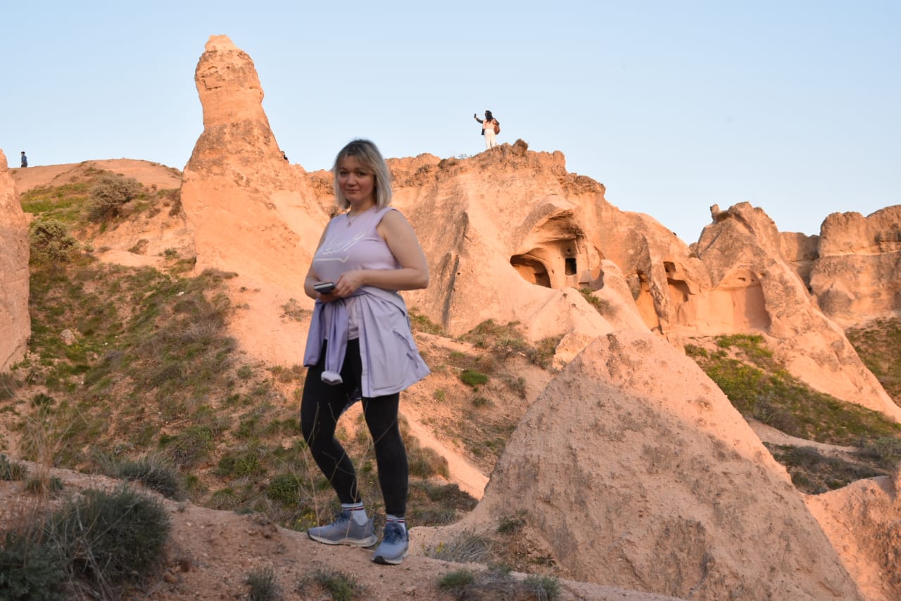 Yulia enjoying the magical sunset at Red Valley, Cappadocia, Turkey
