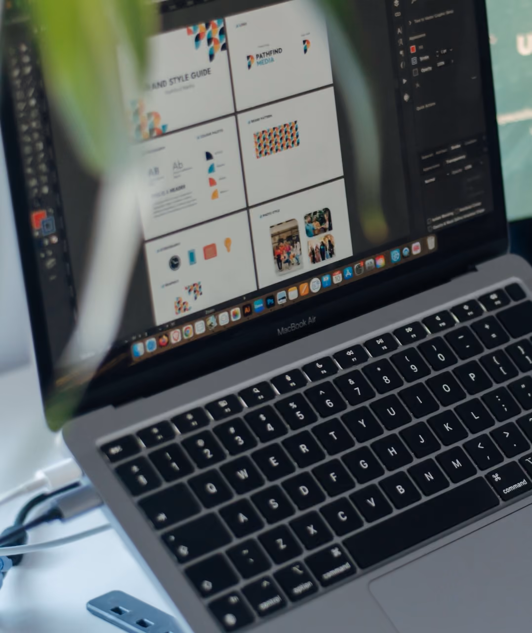 open laptop with work on it