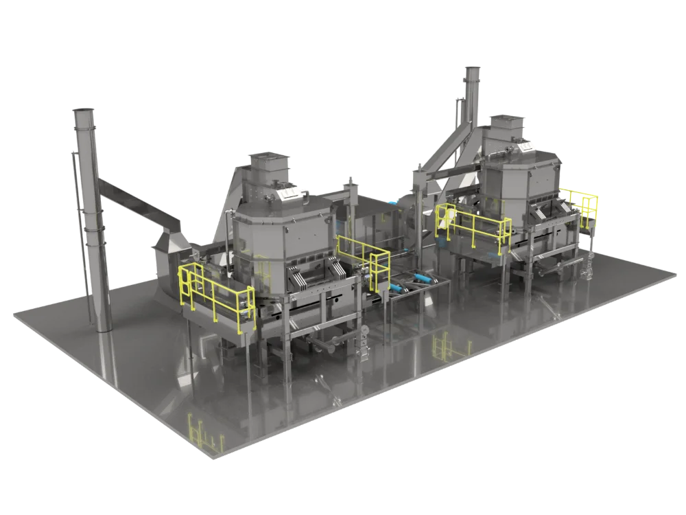 A CAD of two CarboFlow units and the respective plant equipment