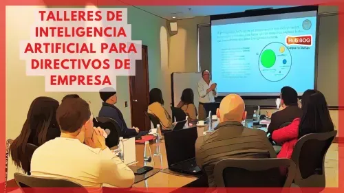 Fotografía de taller formativo empresarial con presentación en pantalla