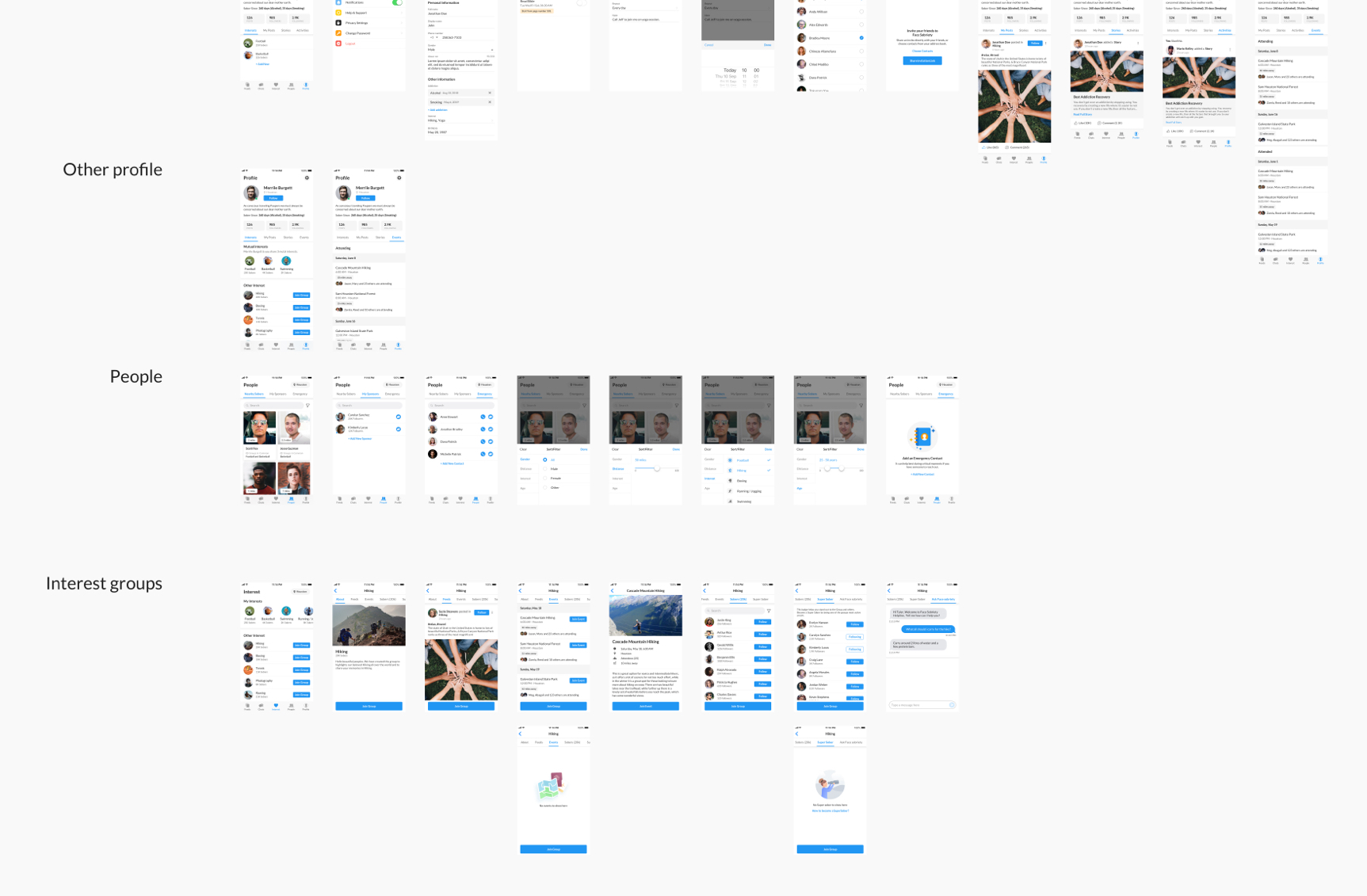 Mockup screens