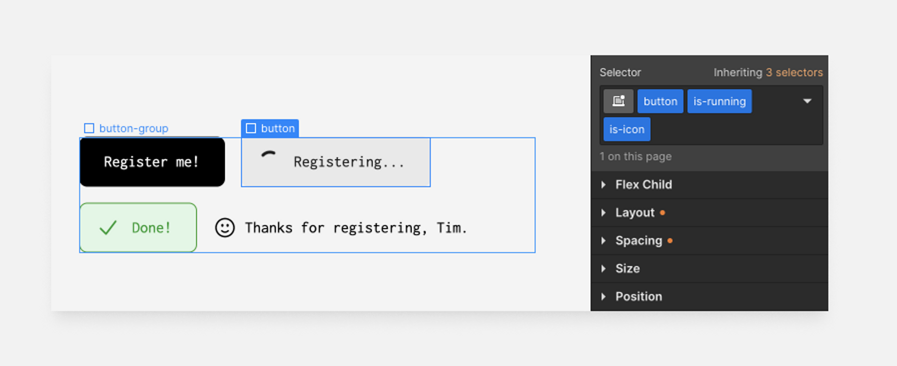 Webflow button states