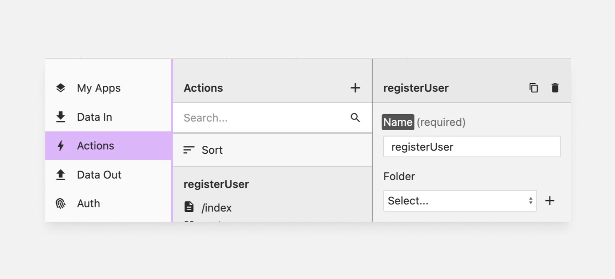 Wized Action registerUser