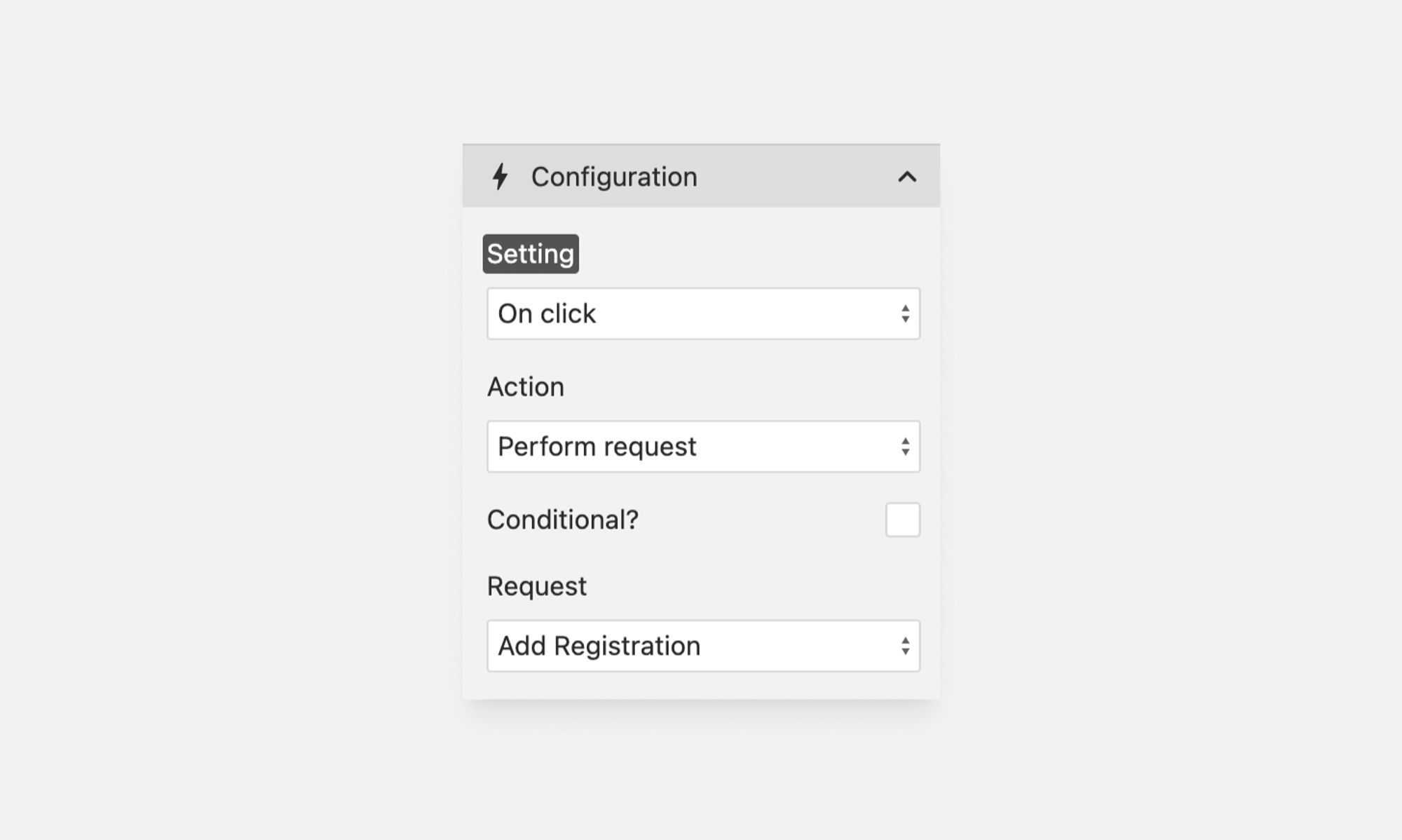 Wized Action Configuration